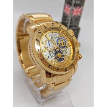 Imagem de Relogio Skeleton Luxo Aço Inoxidável Pesado Brilhante