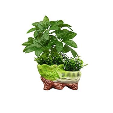 Imagem de LICONG-2020 Decoração de primavera - Plantas verdes falsas artificiais em vasos decorações para casa plantas artificiais arranjo verde, plantas artificiais (D)