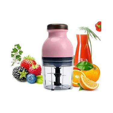 Imagem de Processador de Alimentos Elétrico, Mini Triturador para Frutas e Legumes, 110V, Rosa