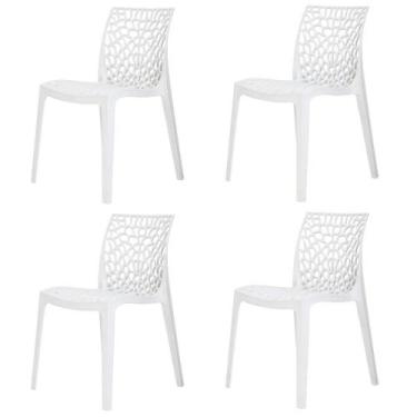 Imagem de Kit 4 Cadeiras Empilhável Inmetro Gruvyer Fratini Polipropileno Branco