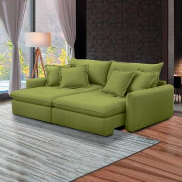 Imagem de Sofá 190cm Retrátil Reclinável Almofadas Caixa Zero Sydney Veludo Verde G93 - Gran Belo
