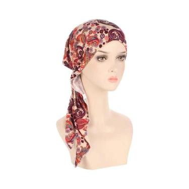 Imagem de Hijab Turbante com Estampa Floral - Elástico, Respirável e Confortável