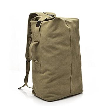 Imagem de Mochila de grande capacidade para bolsa de viagem masculina mochila masculina de lona bolsas de ombro para mochilas masculinas(Khaki,18 * 10 * 8in)