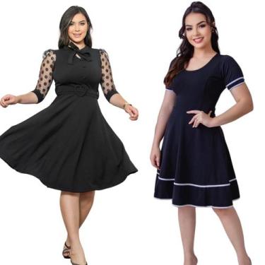 Imagem de Combo 2 Vestidos Femininos Moda Evangélica Godê Barato - Universo do C