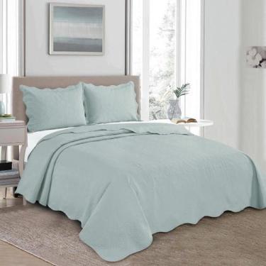 Imagem de Kit Colcha De Cama Cobre Leito Com Porta Travesseiro Mandi Queen 240x2