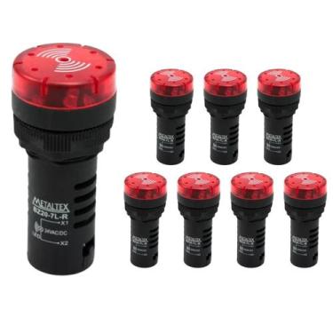 Imagem de 8 Sinalizadores 22mm Sonoro 50dB Led 24Vca/CC - Metaltex