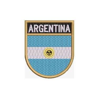 Imagem de BP0032E-001 Bandeira Argentina Patch Bordado 6,8×8,0cm (D) Matriz Para Bordar)