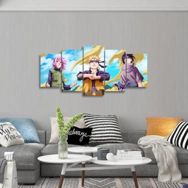 Imagem de Quadro Naruto Shippuden Mosaico 5 Peças Para Quarto Hall - Wall frame