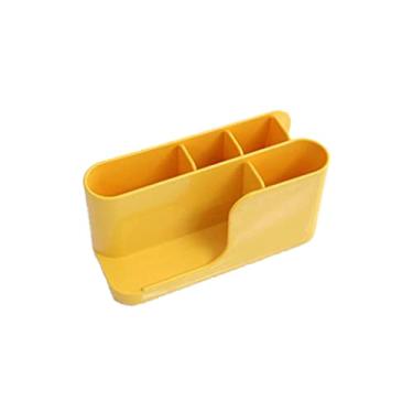 Imagem de Porta-lápis de plástico para escritório, caixa de armazenamento removível (amarelo1)