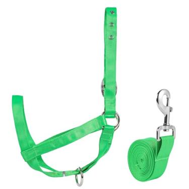 Imagem de Cabresto de vaca cabresto para gado ajustável com corda para cavalo, burro, cabra, nylon, material de treinamento de gado, verde, G