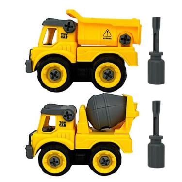 Imagem de Kit 02 Caminhões Chave Monta e Desmonta Brinquedo Menino - Well Kids