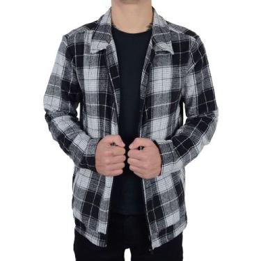 Imagem de Jaqueta Masculina Olho Fatal Flanelada Xadrez Preta - 4014, M, Preto