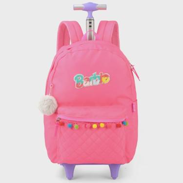 Imagem de Mochila Escolar Barbie Fita Pompom Rosa Up4You