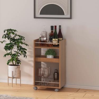 Imagem de Carrinho Bar Com 3 Prateleiras E Rodízios Artely Brito Cor Cinamomo