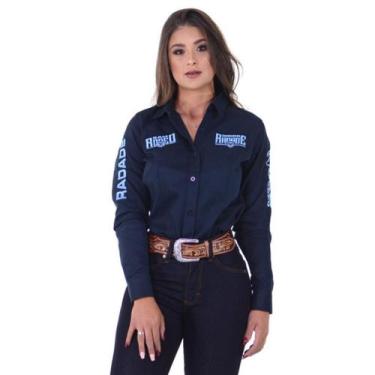 Imagem de Camisa Radade Feminina RAM Vintage Manga Longa Country Texas, Marinho,