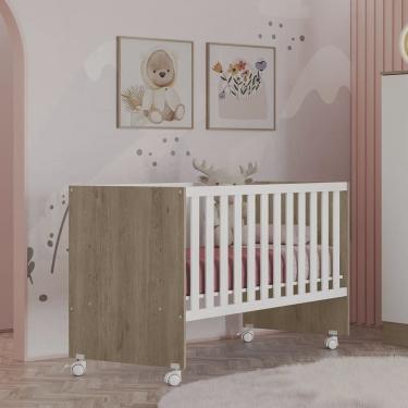 Imagem de Berço Infantil Doce Sonho Carvalho Rustico Branco qmovi - bigshops