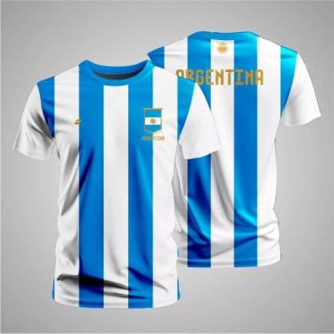 Imagem de Camiseta Argentina Dry Fit Masculina Celeste Camisa Torcedor Futebol -