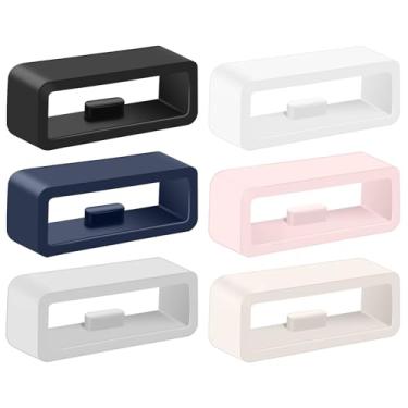 Imagem de Pacote com 4/6 anéis de fixação para Garmin Forerunner 645 245 165 158 55 45, pulseiras de relógio de substituição de silicone de 20 mm, laço/suporte/retentor/clipes