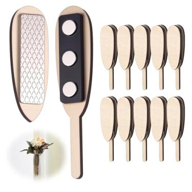 Imagem de Colingmill 10 pares de ímãs florais de madeira na lapela DIY Clip-on Boutonniere pins suporte de corpete para homens noiva noivo casamento negócios casa de botão flores acessórios para fabricação de