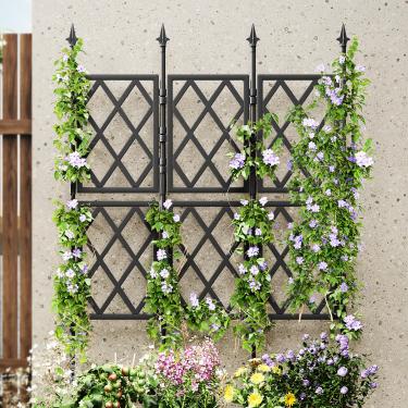 Imagem de NiHome Suporte Vertical Para Plantas Em Treliça De Jardim Com Design Moderno Grade Diamante, Painéis Plástico Duráveis Fácil Montagem E Estrutura Ferro Revestimento Pó, Divisória Decorativa Casa Esc