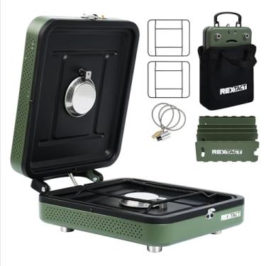 Imagem de RexTact Fogão De Acampamento De 2 Bocas Com Bolsa De Transporte, Fogão Dobrável A Gás Propano Com 17.200 Btu Para Acampamento, Cozinha Ao Ar Livre, Fogão A Gás Portátil Com Queimador Ajustável Para