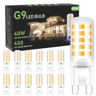 Imagem de TJOY Pacote Com 12 Lâmpadas Led G9 Equivalentes A 4 W, 40 Watts, Lâmpada Halógena G9 De Reposição, 3000 K, Branco Quente Suave, Base T4 De Dois Pinos, Soquete G9 Pequeno Para Lustre, 120 V, 450 Lúm