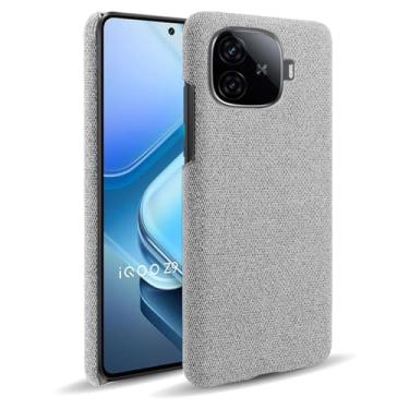 Imagem de Capa para vivo iQOO Z9 Turbo,Capa desenhada em lona,Case Protetora Ultrafina com Empunhadura Macia,Design em Tecido Antichoque e Antiarranhões-Light gray