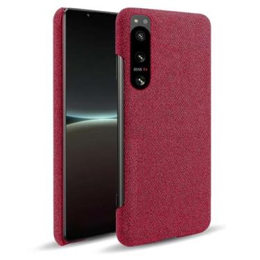 Imagem de Capa para Sony Xperia 5 IV,Capa desenhada em lona,Case Protetora Ultrafina com Empunhadura Macia,Design em Tecido Antichoque e Antiarranhões-Red