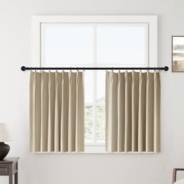 Imagem de Cortinas Plissadas Pinch Bege Creme Cortinas Blackout Curtas para Quartos Janelas Pequenas Cortina de Privacidade Plissada de Linho de Linho Natural Conjunto de 2 Painéis