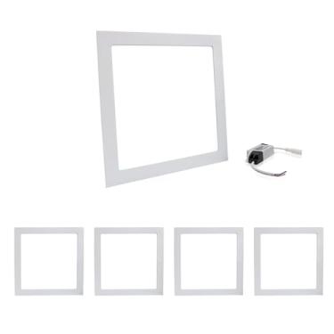 Imagem de Kit 5 Painel Plafon Led 25w Embutir Quadrado Branco Bivolt Luz Frio