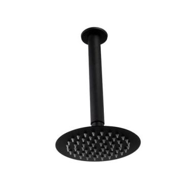 Imagem de Ducha Chuveiro Inox 304 15 cm Preta com Cano de Teto 20 cm - AMG Metai