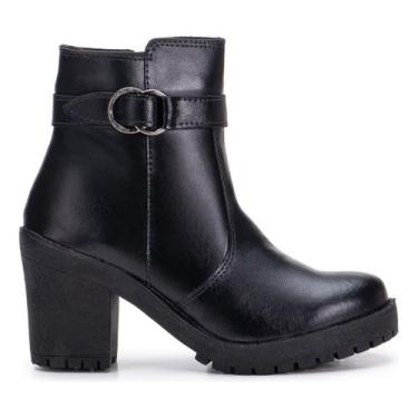 Imagem de Bota Feminina Tratorada Fivela Cano Curto Confortavel - Tribo Star, Pr