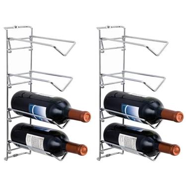 Imagem de Kit 2 Adegas de Parede 4 Garrafas Suporte de Vinho Aramado Masutti 23x9x40cm
