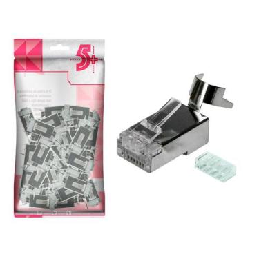 Imagem de Kit com 50 Unidades Plug Conector Rede Cat8 de Passagem - 5+, 062-0058