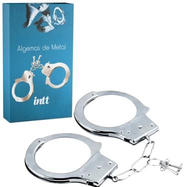 Imagem de Algema de Metal Com Chave E Corrente Festa Fantasia Fetiche Casal Policial Carnaval e Trava De Segurança Sex Shop Intt