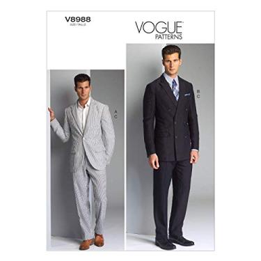 Imagem de Vogue Patterns V8988MXX modelo de costura de jaqueta e calça masculina, tamanho MXX (40-42-44-46), preto