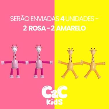 Imagem de Kit 4 girafas estica e gruda melman pop it tubo tiktok com luz brinque