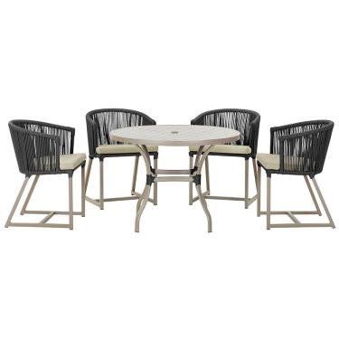 Imagem de  Mesa com 4 Cadeiras de Jantar Roma 100cm e Noronha em Aluminío