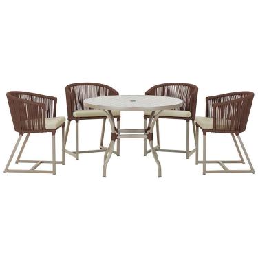 Imagem de  Mesa com 4 Cadeiras de Jantar Roma 100cm e Noronha em Aluminío