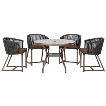 Imagem de Mesa com 4 Cadeiras de Jantar Roma 100cm e Noronha em Aluminío