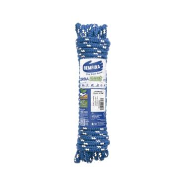 Imagem de Corda de Poliéster Azul 8mm x 10m Bemfixa – Alta Resistência para Amarração, Construção e Uso Geral
