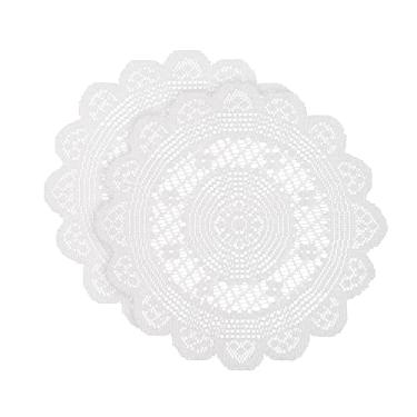Imagem de Jayla 2 peças de jogo americano de renda redonda para mesas bordadas, vintage, crochê, renda floral, vintage, casamento, branco, 38 cm de diâmetro