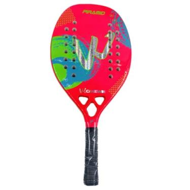 Imagem de Raquete Tenis Praia Carbono 3K Profissional Piramid Rosa Adulto Unissex