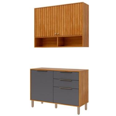 Imagem de Armario Aereo com Balcão Divina 120cm com 4 Portas 2 Gavetas - Loja Do