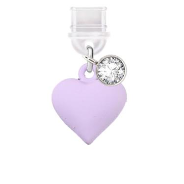 Imagem de ELISE & FONDA TP625 Tipo-C porta de carregamento plugue antipoeira pequena pintura spray 3D amor coração celular charme para iPhone 15/16/Samsung/OnePlus/Xiaomi/oppo telefones Android (roxo), approx