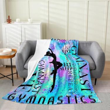 Imagem de Feelyou Cobertor de lã de ginástica 127 cm x 152 cm cobertor de flanela para crianças dançarino felpudo para sofá sofá meninos meninas adolescentes azul brilhante roxo todas as estações