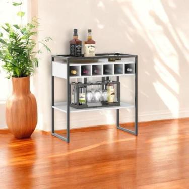 Imagem de Aparador Adega Bar Branco com Prateleira e Nichos para Vinhos - Pleno 