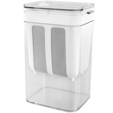 Imagem de Coador de iogurte grego, filtro de iogurte de malha fina de 1100 ml, separador de soro de leite de grande capacidade, coador de iogurte com saco de filtro de malha extrafina, tampa transparente