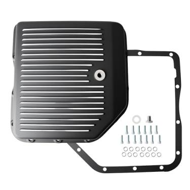 Imagem de Cárter de óleo de transmissão com junta e parafusos com kit de plugue de drenagem adequado para GM TH250 TH250C TH350 TH350C, profundidade da panela 2-1/10.2 cm OE #SP8491BK