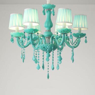 Imagem de Vela De Cristal Contemporânea Lâmpada Pendente Sala De Estar De Luxo Europeu Restaurante Quarto Quarto Infantil Quarto De Menina Villa Loja De Roupas Salão De Beleza Lustre, C B 6 Lights